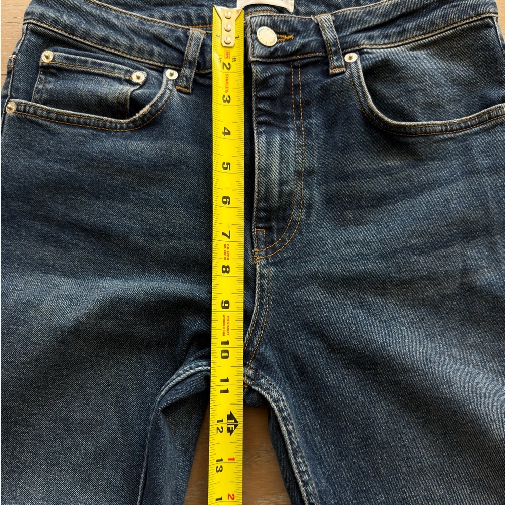 Anine Bing Slim Straight Jeans Size 28 Dark Wash Stretch Denim Women - Picture 3 of 9